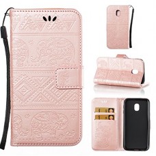 DAMONDY J3 2018 Case J3 Achieve J3 Express Prime 3  Elephant Embossed Flowers PU Leather Magnetic Flip Cover Stand Card Holders & Hand Strap Wallet Purse Case for Samsung Galaxy J3 2018-rose gold - B07FP5Q66P
